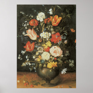 Póster Flores de vida inmaculadas barrocas en Metalizado