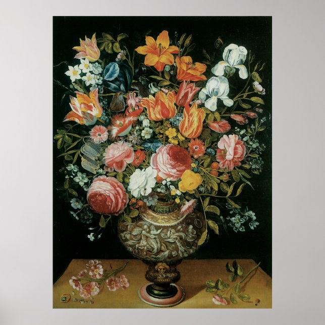 Póster Flores de vida inmaculadas barrocas en una bolsa (Frente)