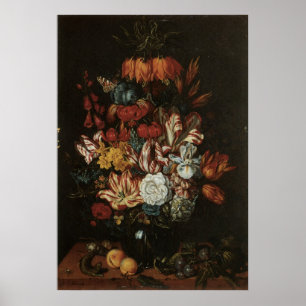 Póster Flores de vida inmaculadas barrocas y florales en 