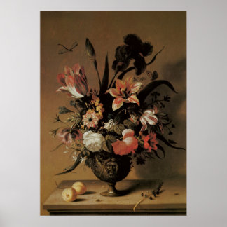 Póster Flores de vida inmaculadas barrocas y florales en