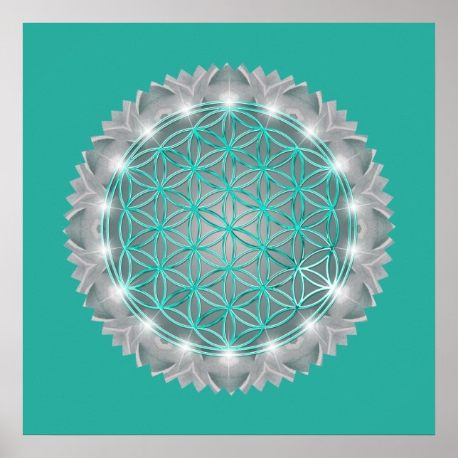 Póster FLORES DE VIDA - Luz de Geometrio Sagrada 2 (Frente)