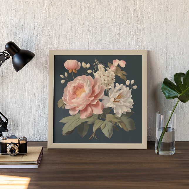 PÓSTER FLORES DE VINTAJE EN ROSA Y BLANCA (Subido por el creador)