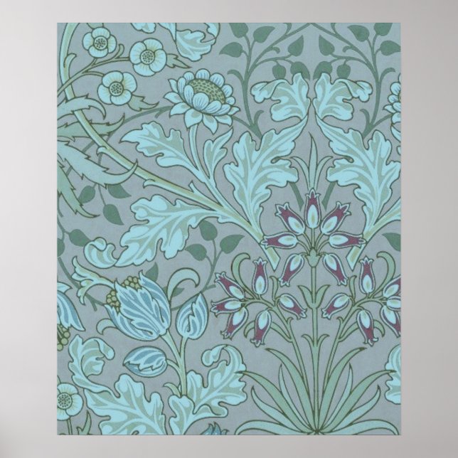 Póster Flores Decorativas de Azul Pastel (Frente)