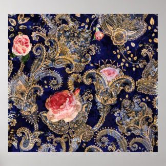 Póster Flores decorativas de colores Batik