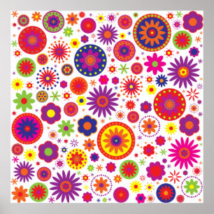 Póster Flores del arco iris del hippy