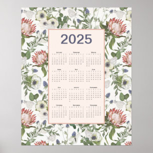Póster Flores del calendario 2025 Mariposas