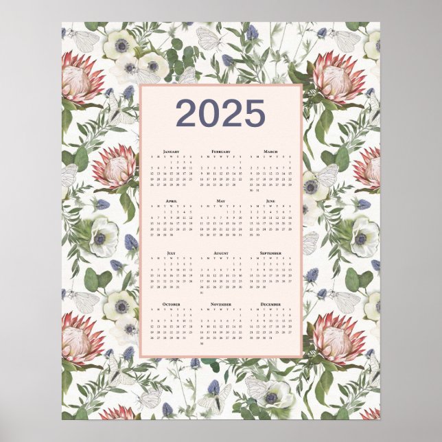Póster Flores del calendario 2025 Mariposas (Frente)