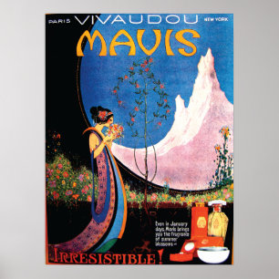 Póster Flores del verano del art déco por los años 20 d
