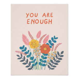 Póster Flores dibujadas a mano que eres suficiente