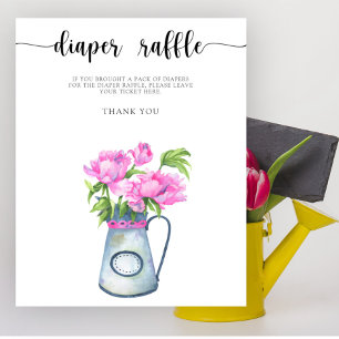 Póster Flores ducha de bebé Ramificación de pañales