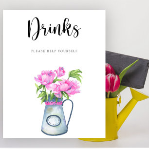 Póster Flores ducha para bebés Las bebidas te ayudan
