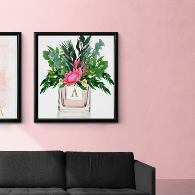 Póster Flores Elegante Protea Perfume Botella Monograma (Subido por el creador)