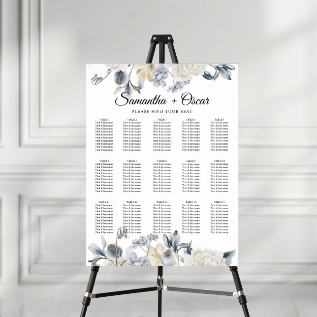 Póster Flores Elegantes De Invierno Azul Y Blanco (Subido por el creador)