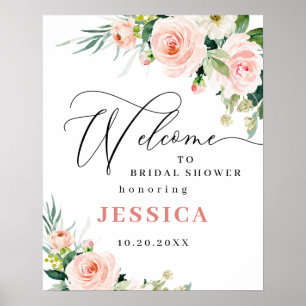 Póster Flores Elegantes de Rosa Beige Boho Despedida de S