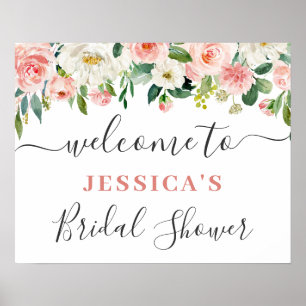Póster Flores Elegantes de Rosa Rosado Boho Despedida de