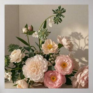 Póster Flores elegantes y coloridas de inspiración vintag