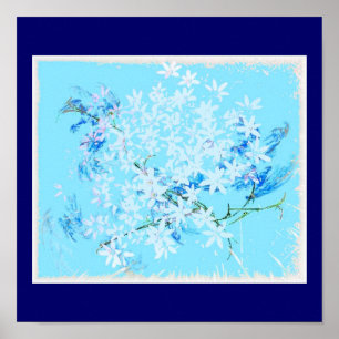 Póster Flores en azul