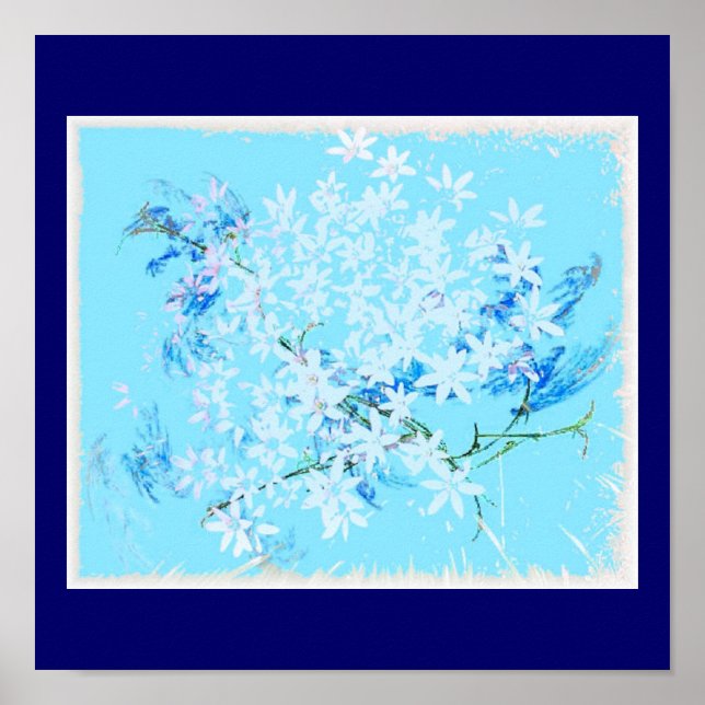 Póster Flores en azul (Frente)