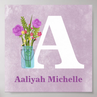 Póster Flores en Ball Mason Vase Personalizado Chica Wall