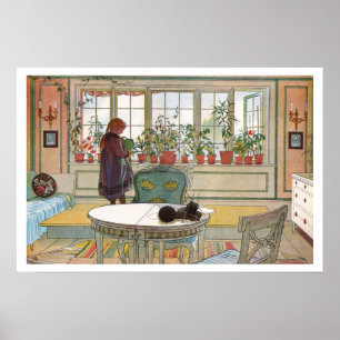 Póster Flores en el alféizar de Carl Larsson