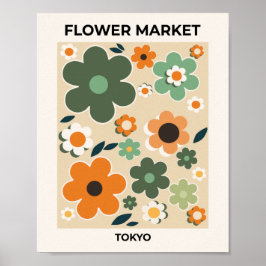 Póster Flores en el mercado de las flores en Tokio Flores