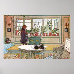 Póster Flores en el Windowsill, Carl Larsson