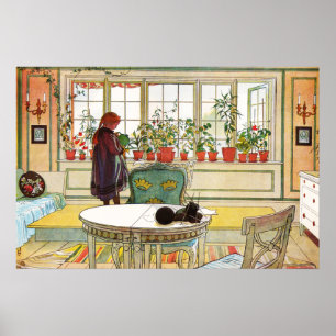 Póster Flores en el Windowsill por Carl Larsson