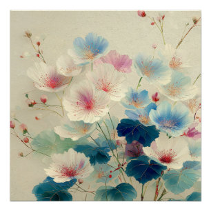 Póster Flores en Flor - Arte Botánico Suave en Pastel #1