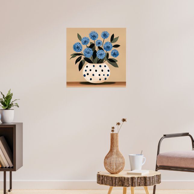 Póster Flores en jarrón de lunares (Salón 3)