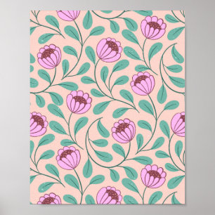 Póster Flores en negrita rosa