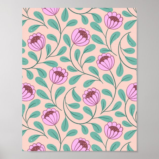 Póster Flores en negrita rosa (Frente)