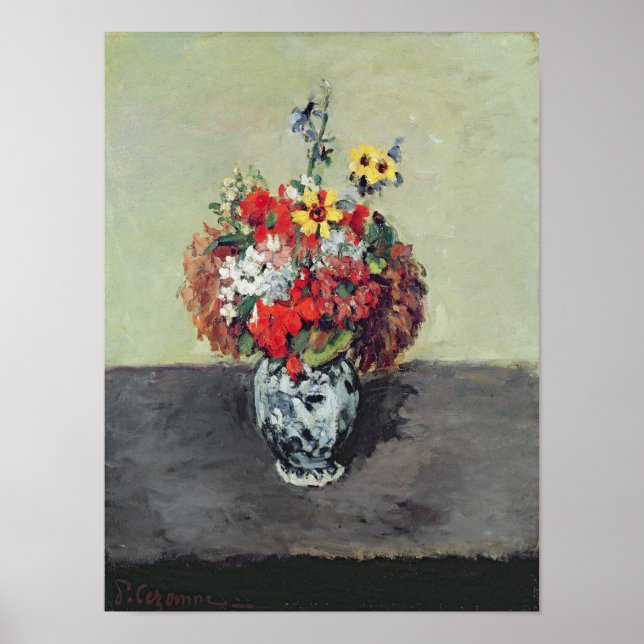 Póster Flores en un florero Delft, c.1873-75 (Frente)