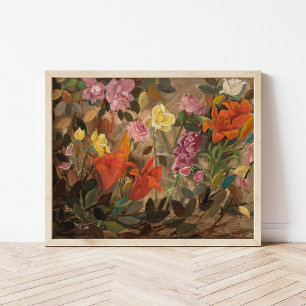 Póster Flores en un jardín   Tadeusz Makowski