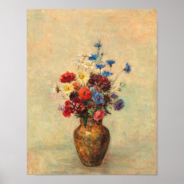 Póster Flores en un jarrón por Odilon Redon (Frente)