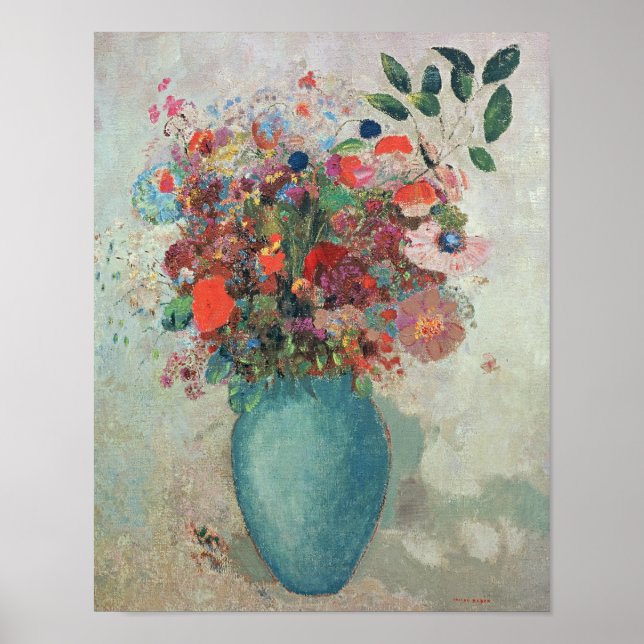 Póster Flores en un jarrón turquesa, c.1912 (Frente)