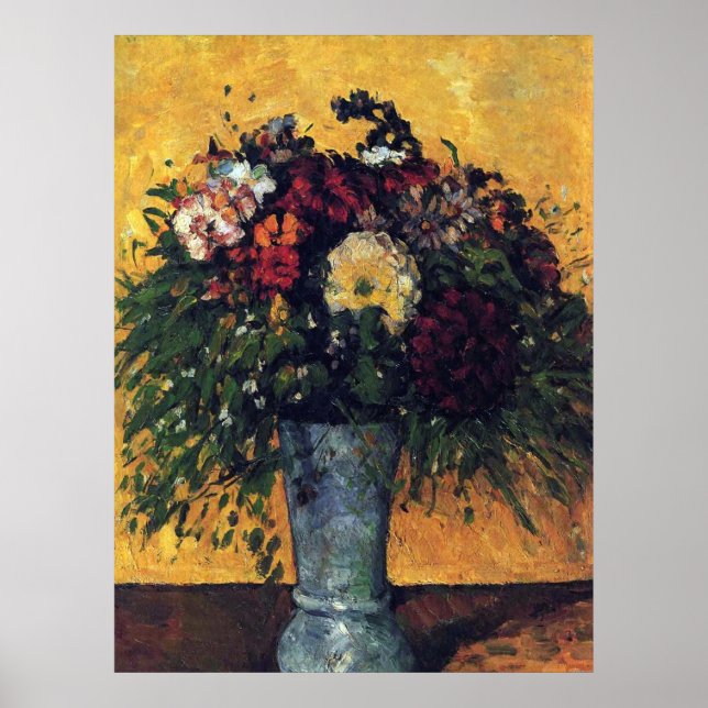 Póster Flores en una base azul - Paul Cezanne - c1877 (Frente)