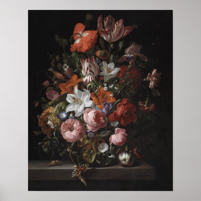 Póster Flores en una bolsa de vidrio, 1704 (Frente)