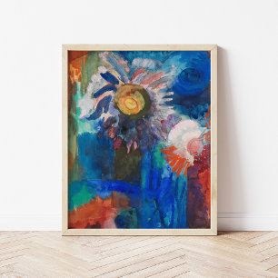 Póster Flores en una malla azul   Fritz Schaefler