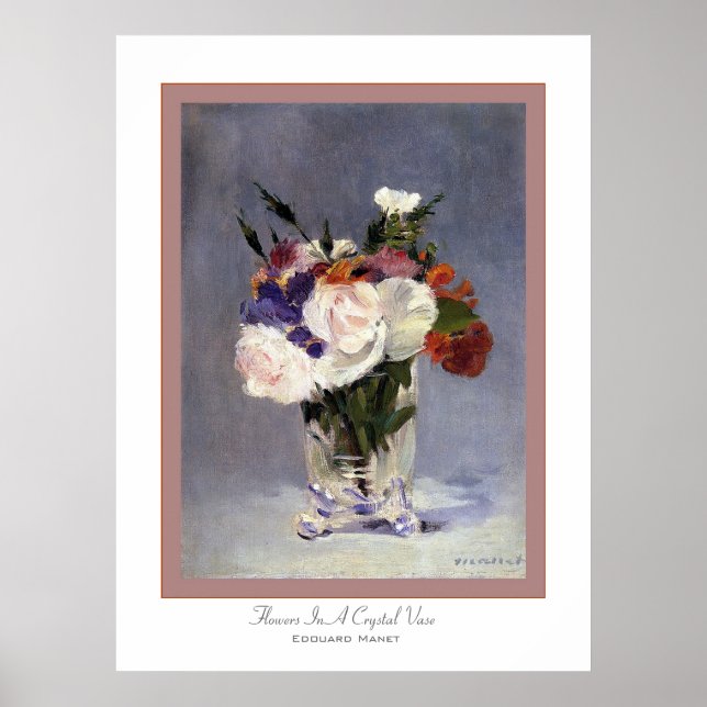 Póster Flores En Una Vasa De Cristal ~ Edouard Manet (Frente)