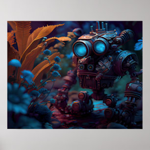 Póster Flores encontradas de robots
