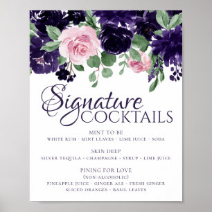 Póster Flores Exuberantes   Bebidas Signature Moradas y R