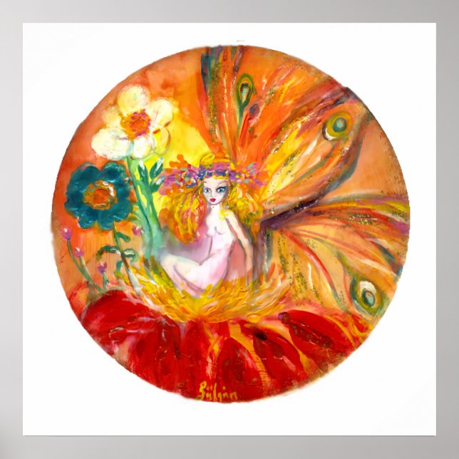 Póster FLORES, Fantasía Blanca Amarilla Roja (Frente)