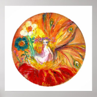 Póster FLORES, Fantasía Blanca Amarilla Roja