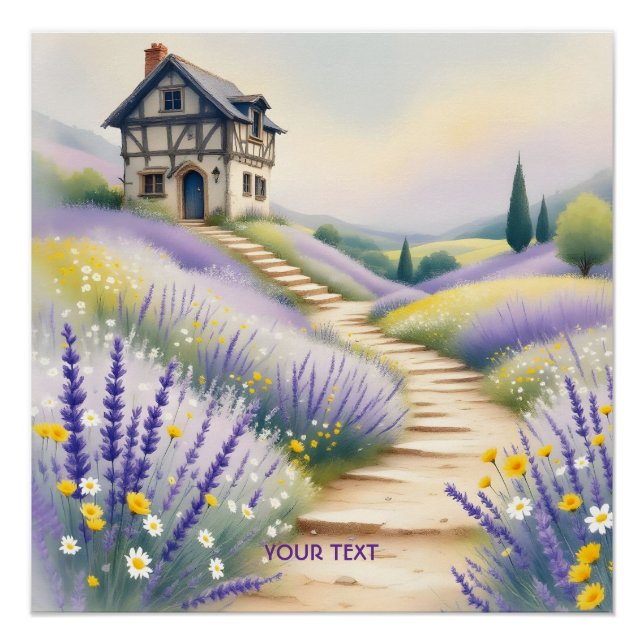 Póster Flores Fantasy Cute Lavender House (Anverso)