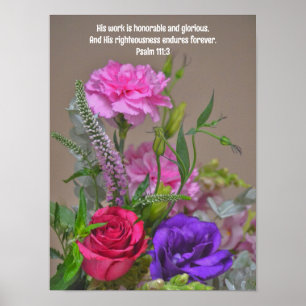 Póster Flores Floral Bouquet Biblia Verse Art Poster
