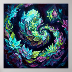 Póster Flores floreciendo en el vacío del espacio