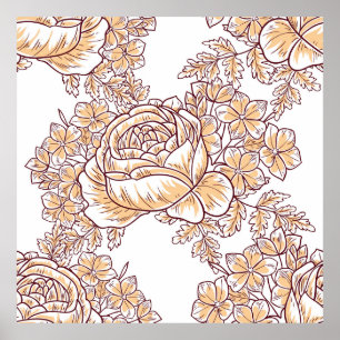 Póster Flores florecientes. Resumen de la elegancia sin p