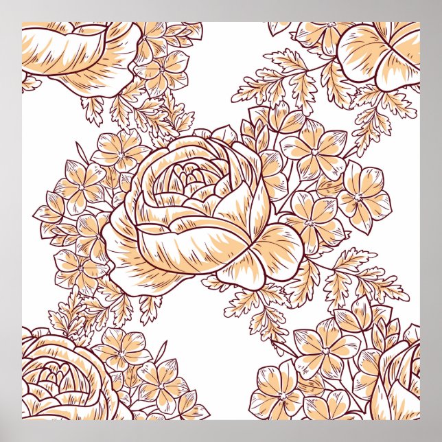 Póster Flores florecientes. Resumen de la elegancia sin p (Frente)