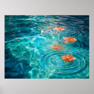 Póster Flores flotando en el agua