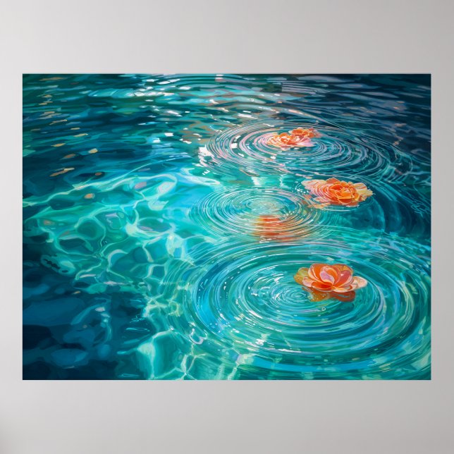 Póster Flores flotando en el agua (Frente)